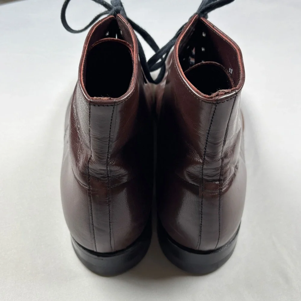 Stacy Adams Madison Boots Mens 12D Burgundy Leather Cap Toe Dress Heritage VTG